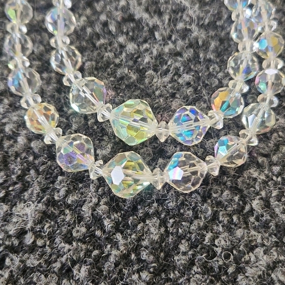 Vintage Double Strand Iridescent Crystal Necklace - Picture 4 of 10